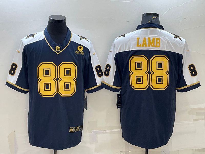 Men Dallas Cowboys 88 Lamb Blue Gold Thanksgiving 2022 Nike Limited Vapor Untouchable NFL Jersey